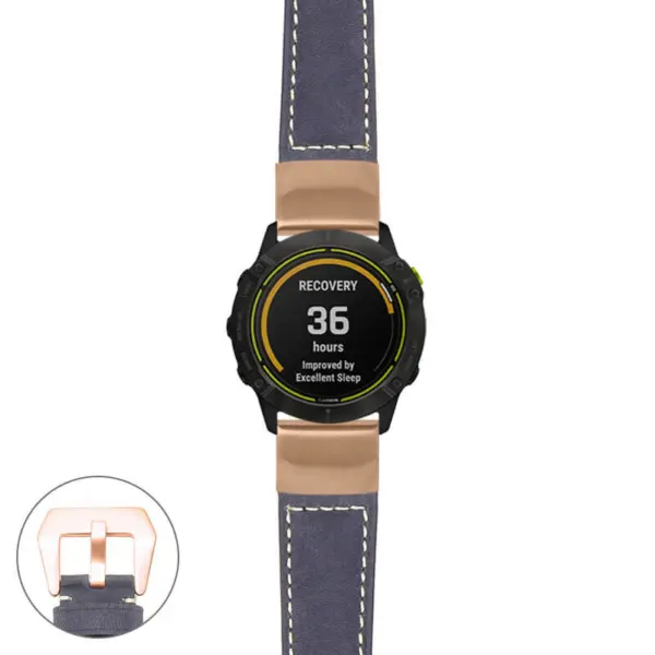 g.ed.p560a Main Blue StrapsCo DASSARI Salvage Thick Padded Distressed Italian Leather Watch Band Strap with Rose Gold Buckle