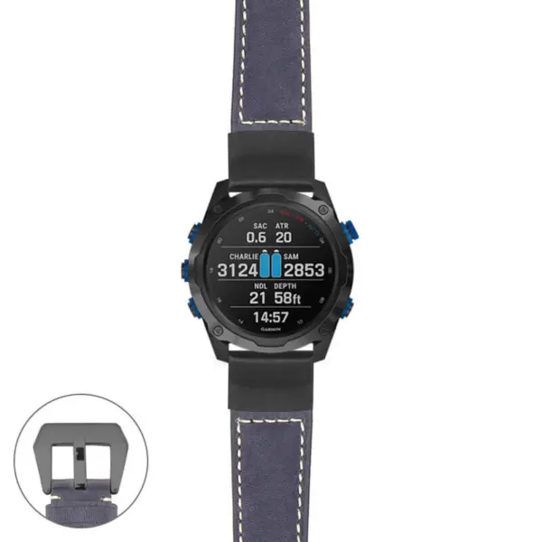 g.dmk2i.p560a Main Blue StrapsCo DASSARI Salvage Thick Padded Distressed Italian Leather Watch Band Strap with Matte Black Buckle