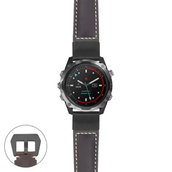 g.dmk2.p560a Main Dark Brown StrapsCo DASSARI Salvage Thick Padded Distressed Italian Leather Watch Band Strap with Matte Black Buckle