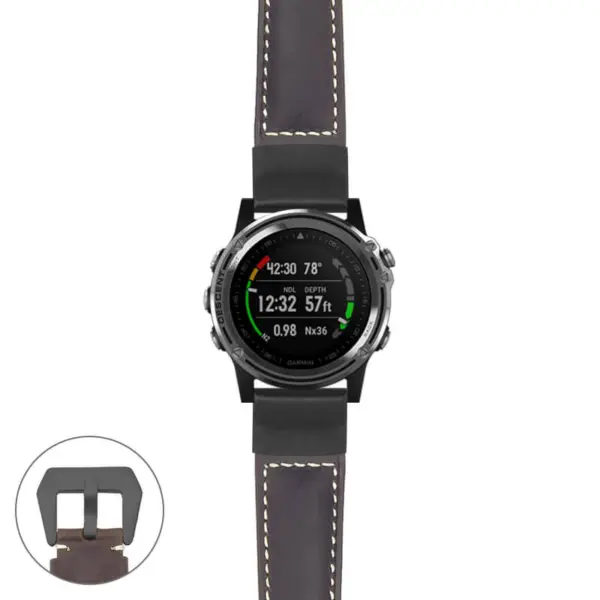 g.dmk1.p560a Main Dark Brown StrapsCo DASSARI Salvage Thick Padded Distressed Italian Leather Watch Band Strap with Matte Black Buckle