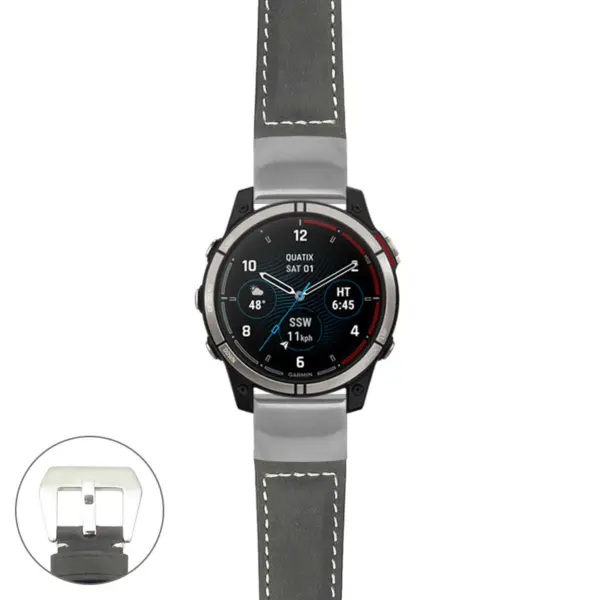 g.qtx7.p560a Main Black StrapsCo DASSARI Salvage Thick Padded Distressed Italian Leather Watch Band Strap with Silver Buckle