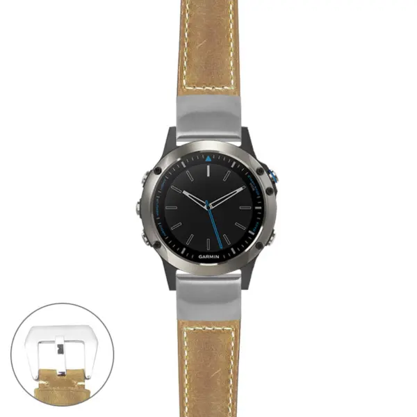 g.qtx5.p560a Main Beige StrapsCo DASSARI Salvage Thick Padded Distressed Italian Leather Watch Band Strap with Silver Buckle