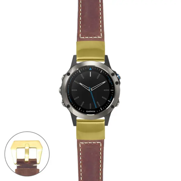 g.qtx5.p560a Main Rust StrapsCo DASSARI Salvage Thick Padded Distressed Italian Leather Watch Band Strap with Yellow Gold Buckle