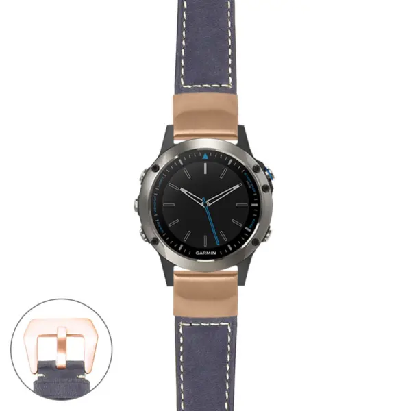 g.qtx5.p560a Main Blue StrapsCo DASSARI Salvage Thick Padded Distressed Italian Leather Watch Band Strap with Rose Gold Buckle