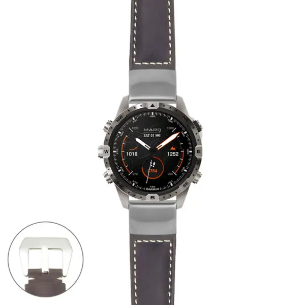 g.mrq2.p560a Main Dark Brown StrapsCo DASSARI Salvage Thick Padded Distressed Italian Leather Watch Band Strap with Silver Buckle