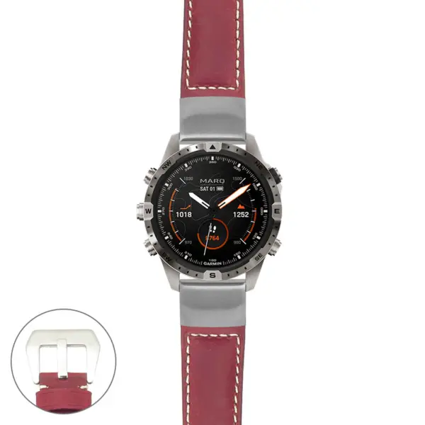g.mrq2.p560a Main Red StrapsCo DASSARI Salvage Thick Padded Distressed Italian Leather Watch Band Strap with Silver Buckle