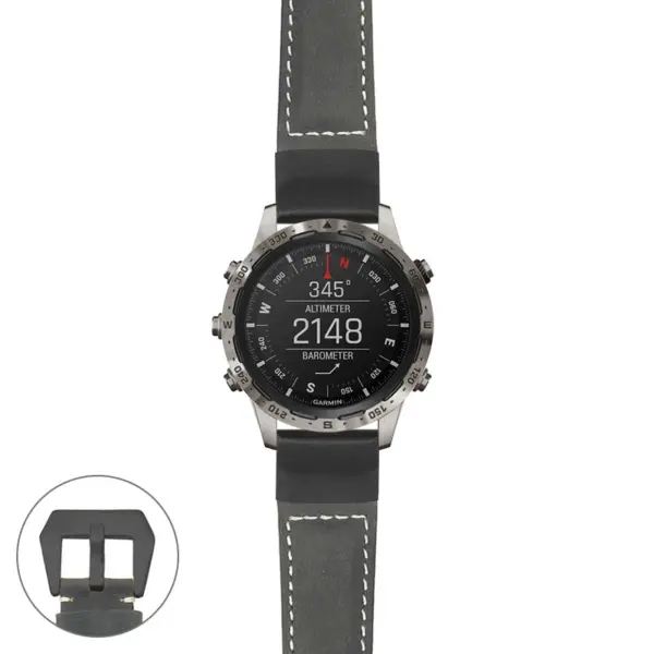 g.mrq.p560a Main Black StrapsCo DASSARI Salvage Thick Padded Distressed Italian Leather Watch Band Strap with Matte Black Buckle