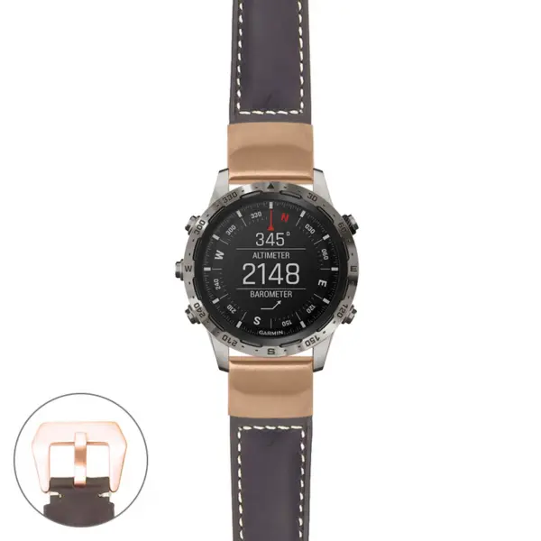 g.mrq.p560a Main Dark Brown StrapsCo DASSARI Salvage Thick Padded Distressed Italian Leather Watch Band Strap with Rose Gold Buckle