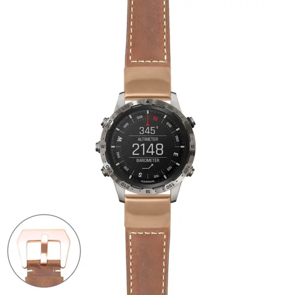 g.mrq.p560a Main Tan StrapsCo DASSARI Salvage Thick Padded Distressed Italian Leather Watch Band Strap with Rose Gold Buckle
