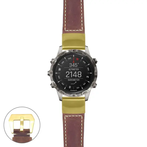 g.mrq.p560a Main Rust StrapsCo DASSARI Salvage Thick Padded Distressed Italian Leather Watch Band Strap with Yellow Gold Buckle