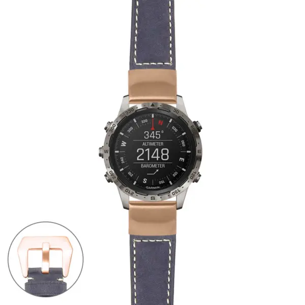 g.mrq.p560a Main Blue StrapsCo DASSARI Salvage Thick Padded Distressed Italian Leather Watch Band Strap with Rose Gold Buckle