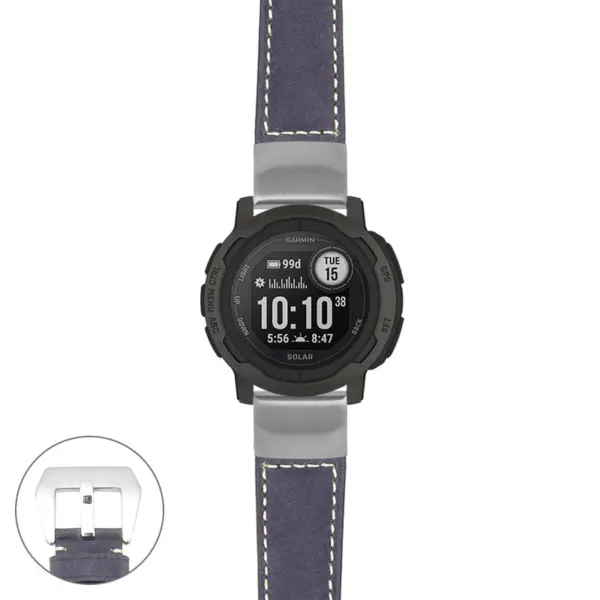 g.i2.p560a Main Blue StrapsCo DASSARI Salvage Thick Padded Distressed Italian Leather Watch Band Strap with Silver Buckle