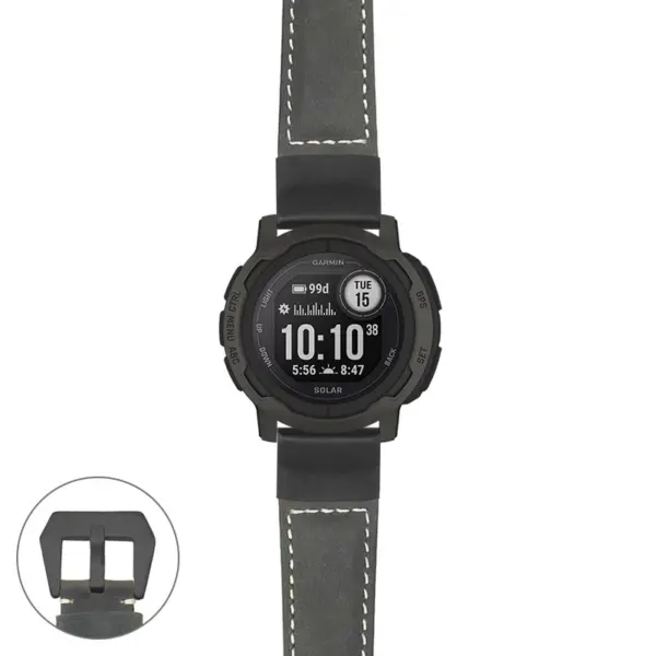 g.i2.p560a Main Black StrapsCo DASSARI Salvage Thick Padded Distressed Italian Leather Watch Band Strap with Matte Black Buckle