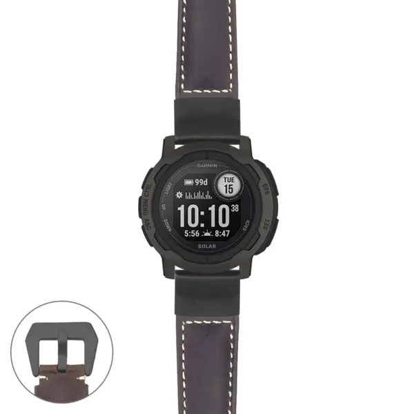 g.i2.p560a Main Dark Brown StrapsCo DASSARI Salvage Thick Padded Distressed Italian Leather Watch Band Strap with Matte Black Buckle
