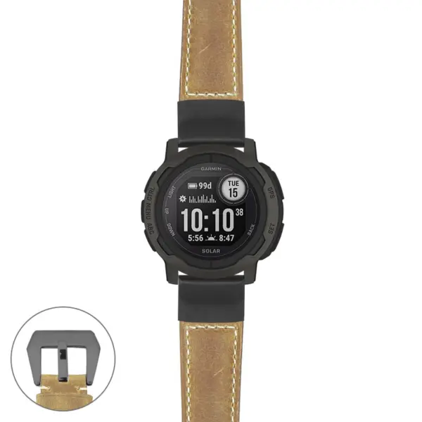 g.i2.p560a Main Beige StrapsCo DASSARI Salvage Thick Padded Distressed Italian Leather Watch Band Strap with Matte Black Buckle