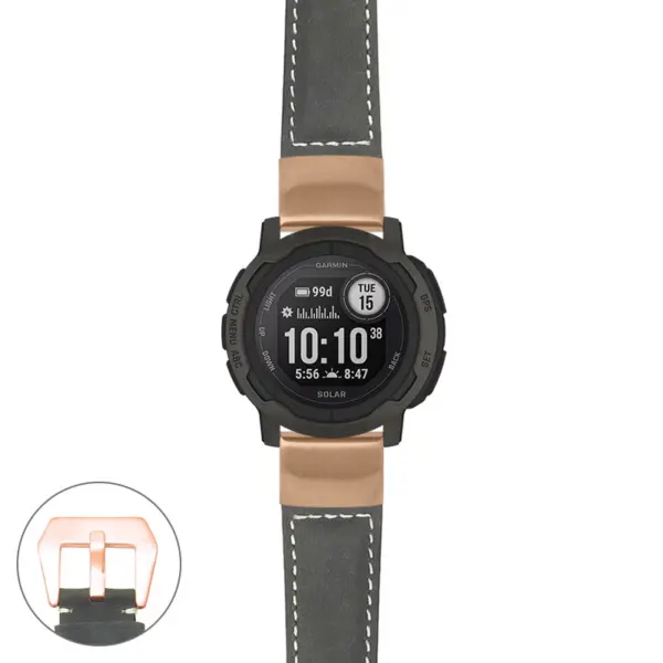 g.i2.p560a Main Black StrapsCo DASSARI Salvage Thick Padded Distressed Italian Leather Watch Band Strap with Rose Gold Buckle