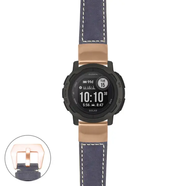 g.i2.p560a Main Blue StrapsCo DASSARI Salvage Thick Padded Distressed Italian Leather Watch Band Strap with Rose Gold Buckle