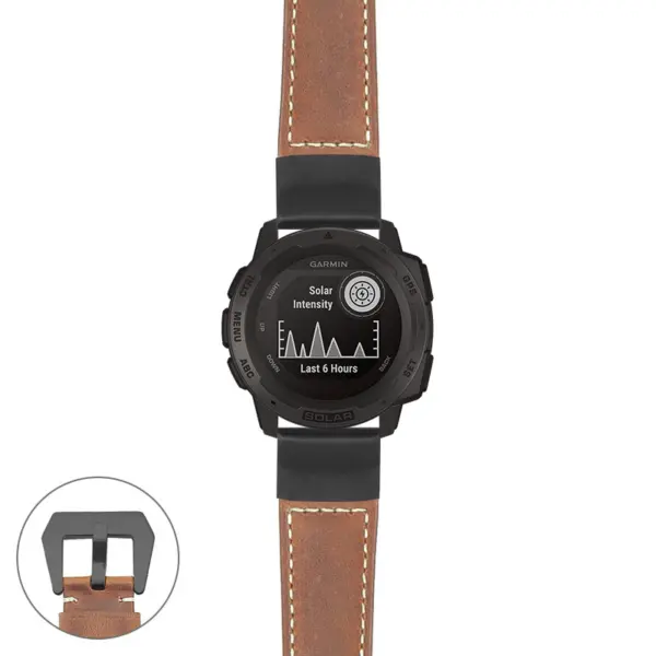 g.i.p560a Main Tan StrapsCo DASSARI Salvage Thick Padded Distressed Italian Leather Watch Band Strap with Matte Black Buckle
