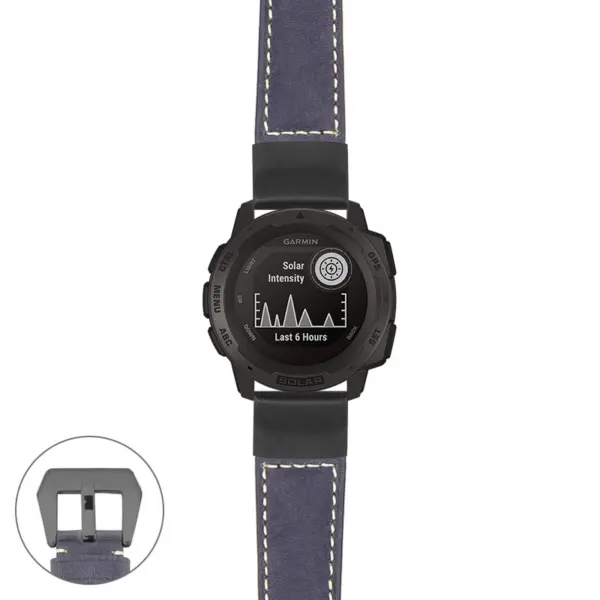 g.i.p560a Main Blue StrapsCo DASSARI Salvage Thick Padded Distressed Italian Leather Watch Band Strap with Matte Black Buckle