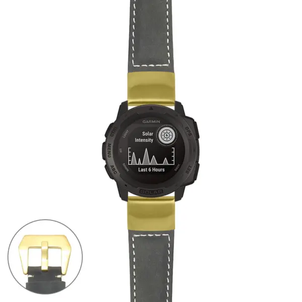 g.i.p560a Main Black StrapsCo DASSARI Salvage Thick Padded Distressed Italian Leather Watch Band Strap with Yellow Gold Buckle
