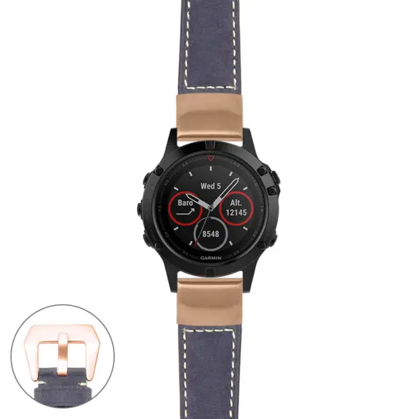 g.f5.p560a Main Blue StrapsCo DASSARI Salvage Thick Padded Distressed Italian Leather Watch Band Strap with Rose Gold Buckle
