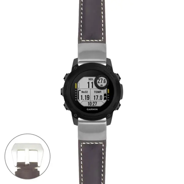 g.dg1.p560a Main Dark Brown StrapsCo DASSARI Salvage Thick Padded Distressed Italian Leather Watch Band Strap with Silver Buckle