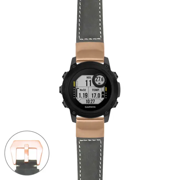 g.dg1.p560a Main Black StrapsCo DASSARI Salvage Thick Padded Distressed Italian Leather Watch Band Strap with Rose Gold Buckle