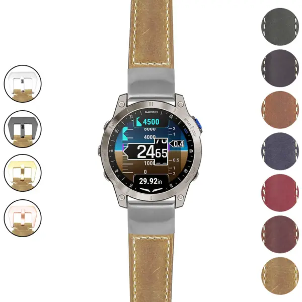 g.d2m1.p560a Gallery Beige StrapsCo DASSARI Salvage Thick Padded Distressed Italian Leather Watch Band Strap with Silver Buckle