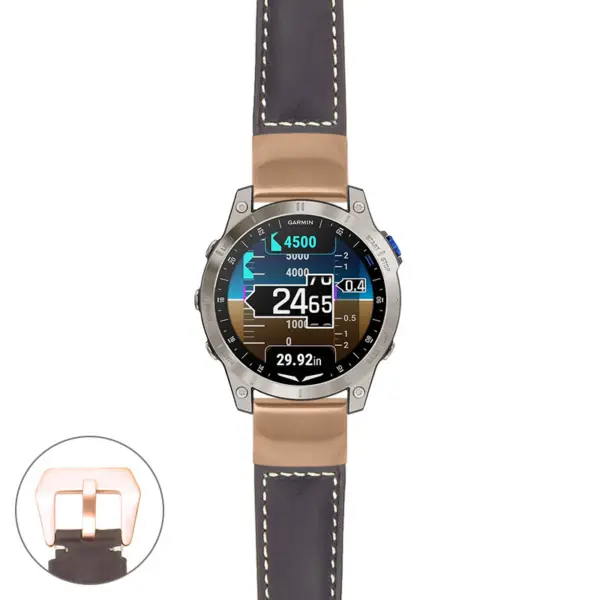 g.d2m1.p560a Main Dark Brown StrapsCo DASSARI Salvage Thick Padded Distressed Italian Leather Watch Band Strap with Rose Gold Buckle