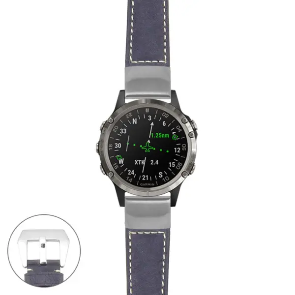 g.d2d.p560a Main Blue StrapsCo DASSARI Salvage Thick Padded Distressed Italian Leather Watch Band Strap with Silver Buckle