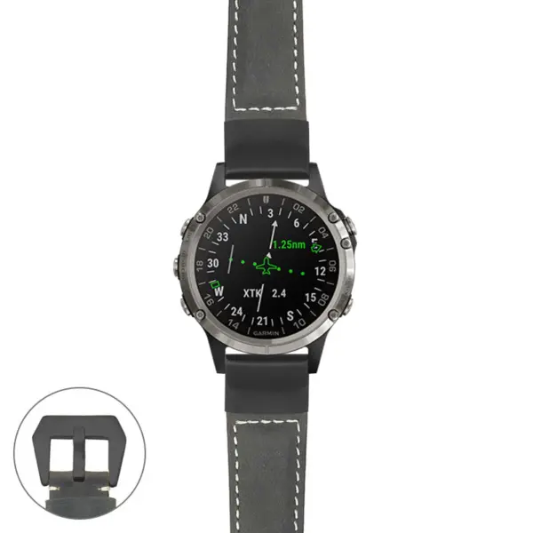 g.d2d.p560a Main Black StrapsCo DASSARI Salvage Thick Padded Distressed Italian Leather Watch Band Strap with Matte Black Buckle