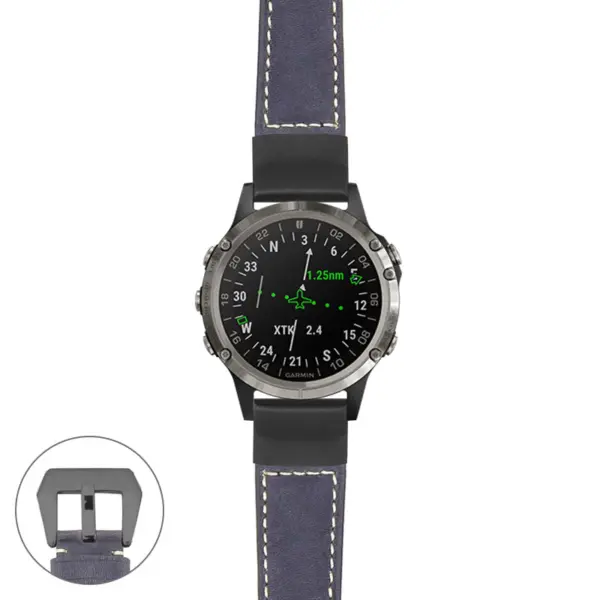 g.d2d.p560a Main Blue StrapsCo DASSARI Salvage Thick Padded Distressed Italian Leather Watch Band Strap with Matte Black Buckle