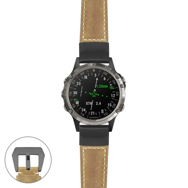 g.d2d.p560a Main Beige StrapsCo DASSARI Salvage Thick Padded Distressed Italian Leather Watch Band Strap with Matte Black Buckle