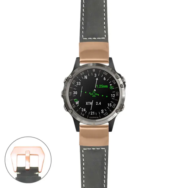 g.d2d.p560a Main Black StrapsCo DASSARI Salvage Thick Padded Distressed Italian Leather Watch Band Strap with Rose Gold Buckle