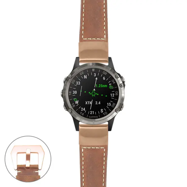 g.d2d.p560a Main Tan StrapsCo DASSARI Salvage Thick Padded Distressed Italian Leather Watch Band Strap with Rose Gold Buckle