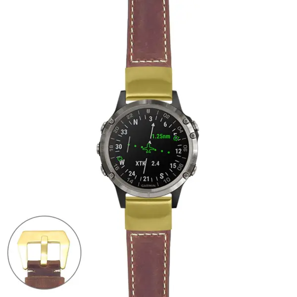 g.d2d.p560a Main Rust StrapsCo DASSARI Salvage Thick Padded Distressed Italian Leather Watch Band Strap with Yellow Gold Buckle