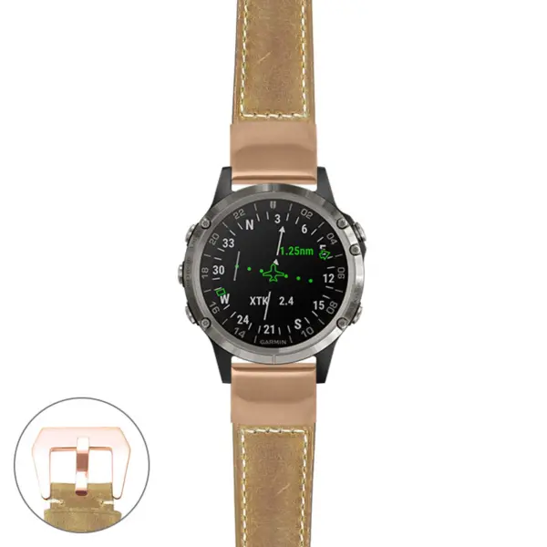 g.d2d.p560a Main Beige StrapsCo DASSARI Salvage Thick Padded Distressed Italian Leather Watch Band Strap with Rose Gold Buckle