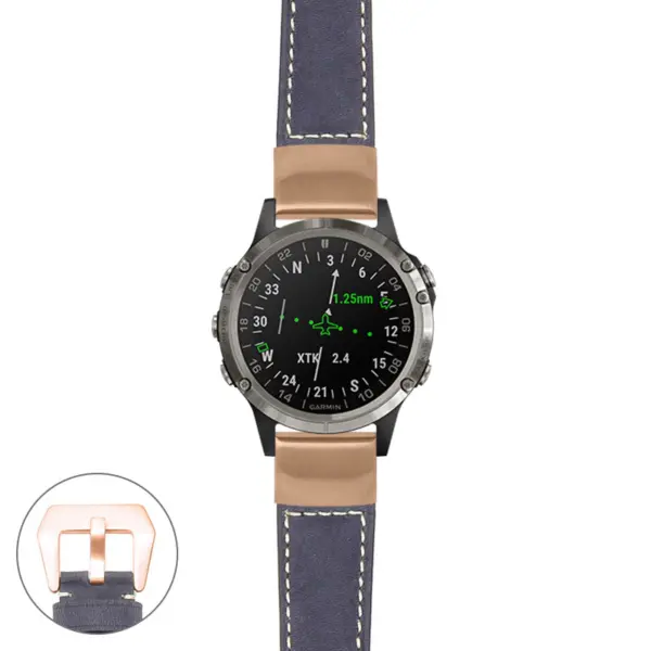 g.d2d.p560a Main Blue StrapsCo DASSARI Salvage Thick Padded Distressed Italian Leather Watch Band Strap with Rose Gold Buckle