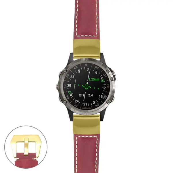 g.d2d.p560a Main Red StrapsCo DASSARI Salvage Thick Padded Distressed Italian Leather Watch Band Strap with Yellow Gold Buckle