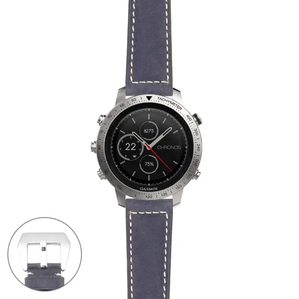 g.fch.p560a Main Blue StrapsCo DASSARI Salvage Thick Padded Distressed Italian Leather Watch Band Strap with Silver Buckle