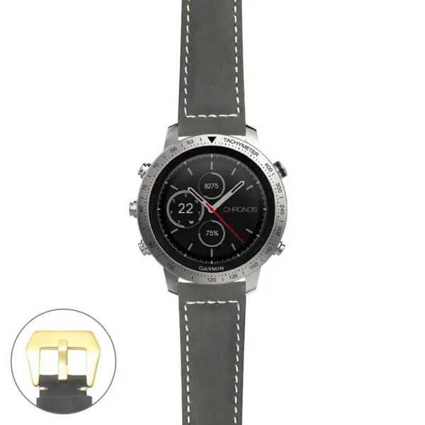 g.fch.p560a Main Black StrapsCo DASSARI Salvage Thick Padded Distressed Italian Leather Watch Band Strap with Yellow Gold Buckle