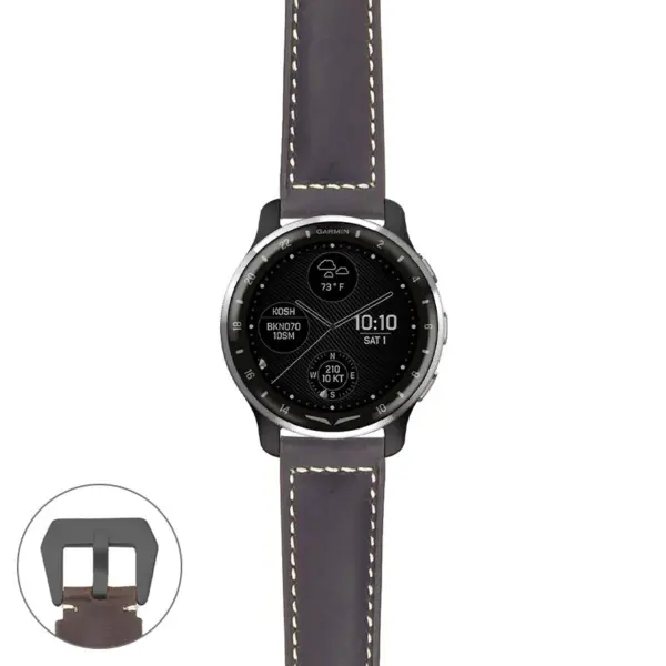 g.dax10.p560a Main Dark Brown StrapsCo DASSARI Salvage Thick Padded Distressed Italian Leather Watch Band Strap with Matte Black Buckle