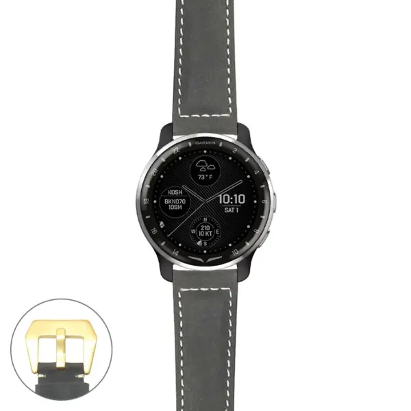 g.dax10.p560a Main Black StrapsCo DASSARI Salvage Thick Padded Distressed Italian Leather Watch Band Strap with Yellow Gold Buckle