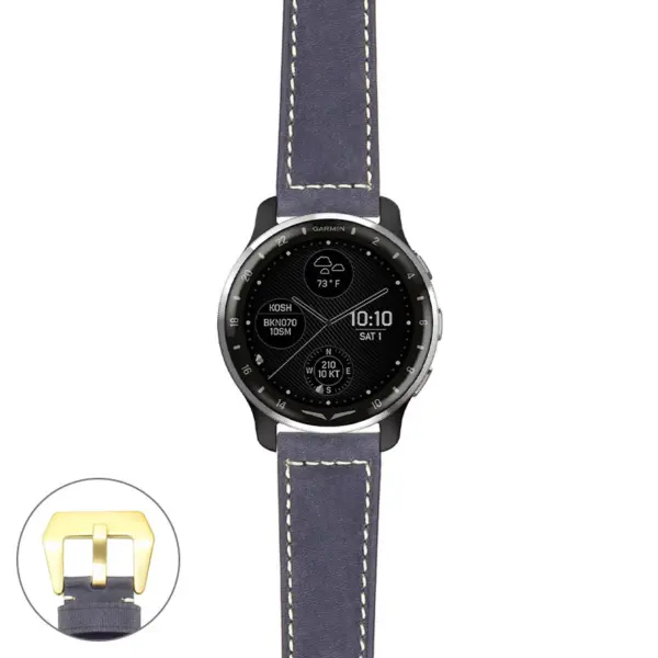 g.dax10.p560a Main Blue StrapsCo DASSARI Salvage Thick Padded Distressed Italian Leather Watch Band Strap with Yellow Gold Buckle