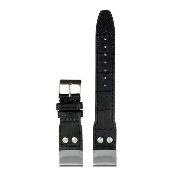 iw1 Up Black StrapsCo DASSARI Aviator Crocodile Embossed Leather Strap 20mm