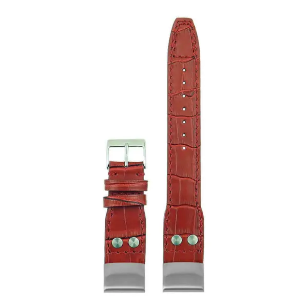 iw1 Up Red StrapsCo DASSARI Aviator Crocodile Embossed Leather Strap 20mm