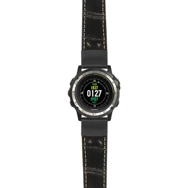 g.d2ch.ds16 Main Black StrapsCo DASSARI Croc Embossed Leather Pilot Watch Band with Matte Black Buckle 22mm