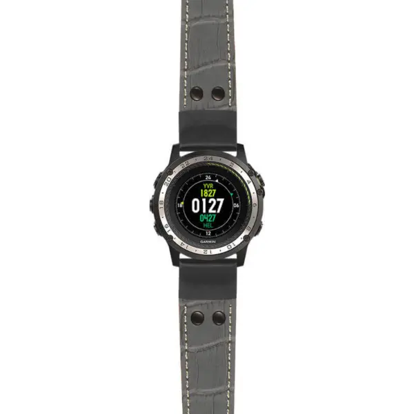 g.d2ch.ds16 Main Grey StrapsCo DASSARI Croc Embossed Leather Pilot Watch Band with Matte Black Buckle 22mm