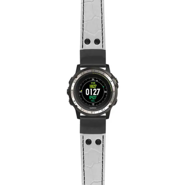 g.d2ch.ds16 Main White StrapsCo DASSARI Croc Embossed Leather Pilot Watch Band with Matte Black Buckle 22mm