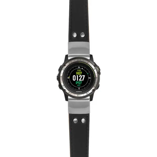 g.d2ch.ds15 Main Black StrapsCo DASSARI Pilot Leather Watch Band with Brush Silver Buckle 22mm
